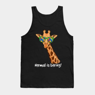 Hipster Giraffe Glasses Normal Is Boring Autism Awareness Tank Top